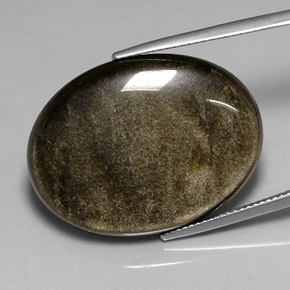 26.13カラットの天然グレー＆ブラックオブシディアン（28.5×21.3 mm・オーバルカット）