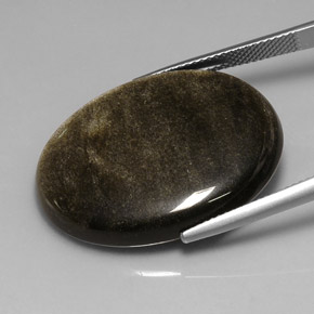26.13カラットの天然グレー＆ブラックオブシディアン（28.5×21.3 mm・オーバルカット）