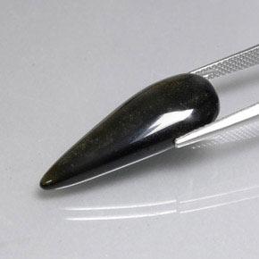 11.16カラットの天然ゴールドシーンブラック黒曜石、洋梨の形、オペーク