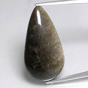 12.96カラットの天然ゴールドシーンオブシディアン（26.8×14.6 mm・洋梨の形）