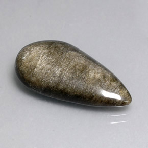12.96カラットの天然ゴールドシーンオブシディアン（26.8×14.6 mm・洋梨の形）