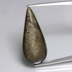 10.83カラットの天然ゴールドシーンオブシディアン（25.8×11.1 mm・洋梨の形）