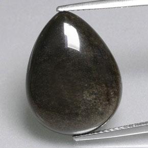8.74カラットの天然ゴールドシーンブラックオブシディアン（19.1×14.7 mm・洋梨の形）