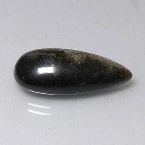 12.11カラットの天然ゴールドシーンブラックオブシディアン（25×11.8 mm・洋梨の形）
