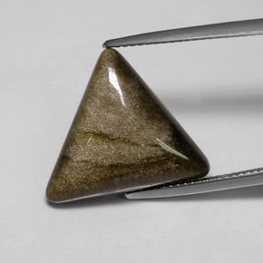 8.68カラットの天然ゴールドシーンオブシディアン（18.2×16.9 mm・トリリアント）
