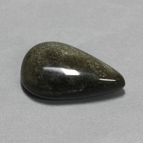 6.97カラットの天然ゴールドシーンオブシディアン（17.4×11.1 mm・洋梨の形）