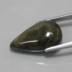 6.97カラットの天然ゴールドシーンオブシディアン（17.4×11.1 mm・洋梨の形）