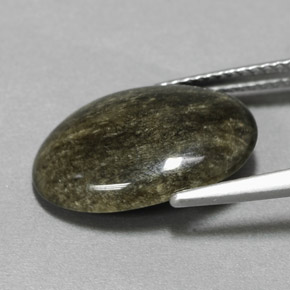 4.72カラットの天然ゴールドの輝き黒曜石、オーバルカット、オペーク