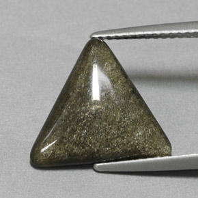 3.29カラットの天然ゴールドシーンオブシディアン（14.4×13.1 mm・トリリアント）