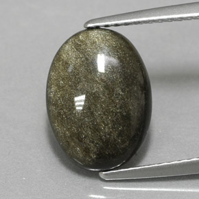 3.01カラットの天然ゴールドシーンオブシディアン（12.5×9.2 mm・オーバルカット）