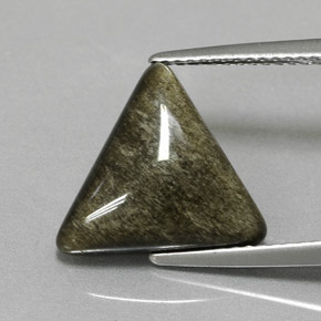 4.05カラットの天然ゴールドシーンオブシディアン（13.5×12.4 mm・トリリアント）