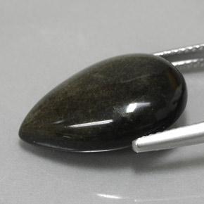 10.85カラットの天然ゴールドシーンブラックオブシディアン（19.8×13.7 mm・洋梨の形）