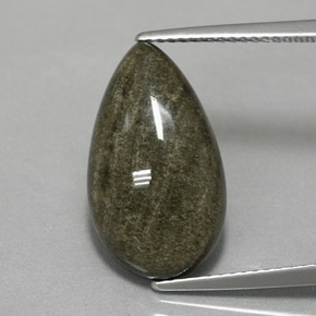 6.42カラットの天然ゴールドシーンオブシディアン（18.3×10.6 mm・洋梨の形）