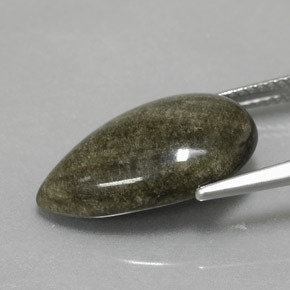 6.42カラットの天然ゴールドシーンオブシディアン（18.3×10.6 mm・洋梨の形）