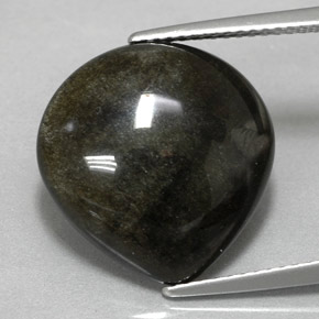 8.58カラットの天然ゴールドシーンオブシディアン（16.5×16 mm・洋梨の形）
