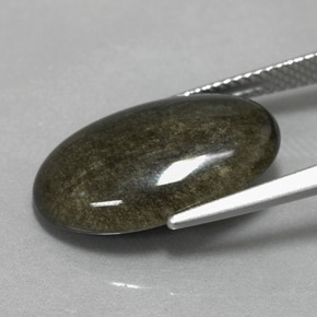 7.22カラットの天然ゴールドの輝き黒曜石、オーバルカット、オペーク