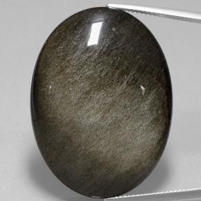58.06カラットの天然ゴールドシーンブラックオブシディアン（37.2×27.6 mm・オーバルカット）