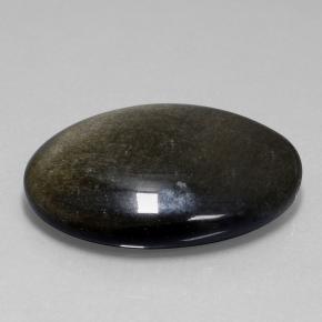 58.06カラットの天然ゴールドシーンブラックオブシディアン（37.2×27.6 mm・オーバルカット）