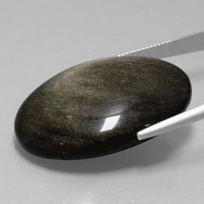 58.06カラットの天然ゴールドシーンブラックオブシディアン（37.2×27.6 mm・オーバルカット）