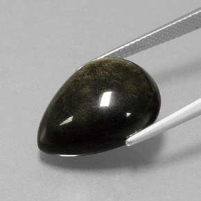 10.01カラットの天然ゴールドシーンオブシディアン（18×14 mm・洋梨の形）
