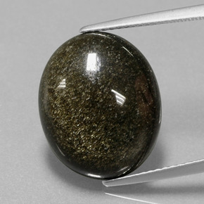 9.57カラットの天然ゴールドシーンオブシディアン（17.2×14.2 mm・オーバルカット）