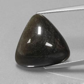 10.36カラットの天然ゴールドシーンブラックオブシディアン（17.3×16.5 mm・トリリアント）