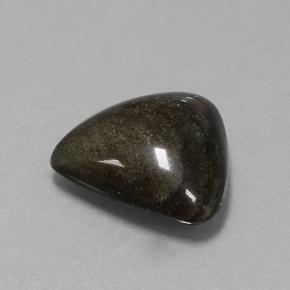 10.36カラットの天然ゴールドシーンブラックオブシディアン（17.3×16.5 mm・トリリアント）