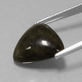 10.36カラットの天然ゴールドシーンブラックオブシディアン（17.3×16.5 mm・トリリアント）