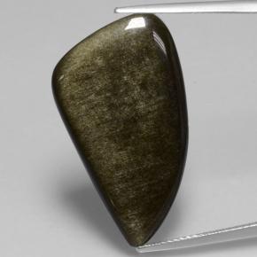 11.73カラットの天然ゴールドシーンブラック黒曜石、ファンシーシェイプ、オペーク