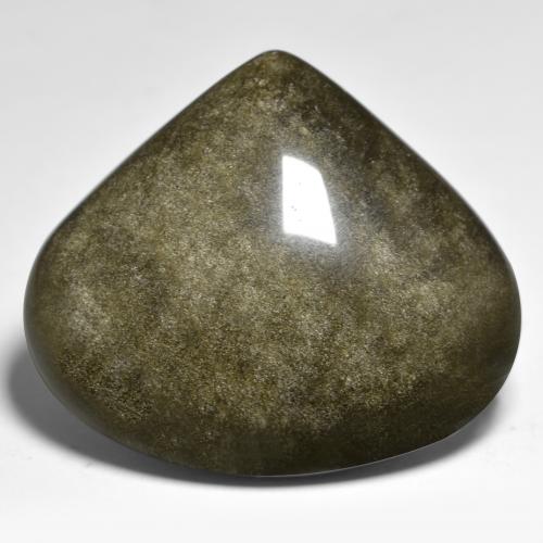 38.72カラットの天然ゴールドシーンのあるブラック黒曜石、洋梨の形、オペーク