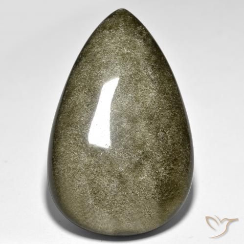 45.34ct 天然 ゴールドシーンのあるブラック 黒曜石, 洋梨の形, オペーク