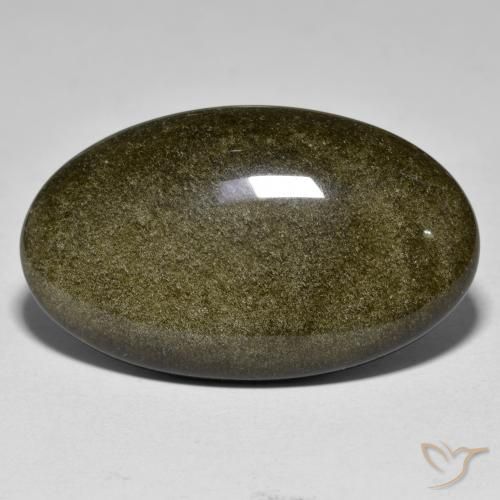 27.99ct 天然 ゴールドシーンのあるブラック 黒曜石, 楕円形, オペーク