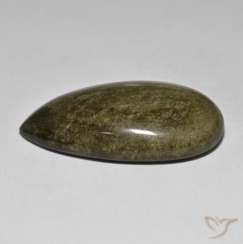 53.77カラットの天然ゴールドシーンのあるブラックオブシディアン（39.9×23.4 mm・洋梨の形）