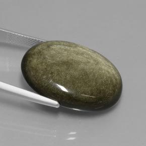 31.40カラットの天然ブラックゴールドシーン黒曜石、オーバルカット、オペーク