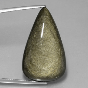 32.65カラットの天然ゴールドシーンオブシディアン（36×19.8 mm・洋梨の形）