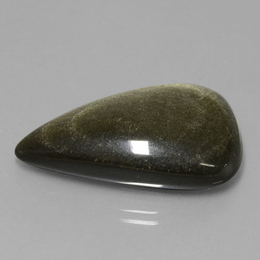 32.65カラットの天然ゴールドシーンオブシディアン（36×19.8 mm・洋梨の形）