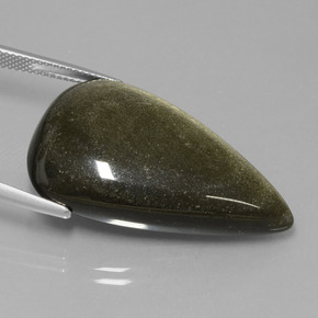 32.65カラットの天然ゴールドシーンオブシディアン（36×19.8 mm・洋梨の形）