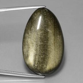 33.67カラットの天然パパラチア黒曜石、洋梨の形、オペーク