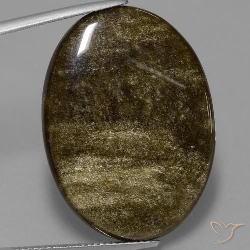28.57ct 天然 ブラウンブラック 黒曜石, 楕円形, オペーク