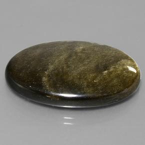 38.13カラットの天然ブラックゴールドシーンオブシディアン（35.1×24.7 mm・オーバルカット）