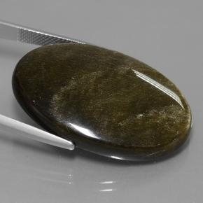 38.13カラットの天然ブラックゴールドシーンオブシディアン（35.1×24.7 mm・オーバルカット）