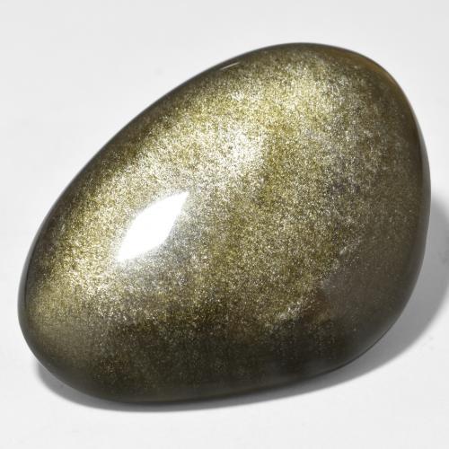 40.38カラットの天然ゴールドシーンのあるブラック黒曜石、ファンシーシェイプ、オペーク