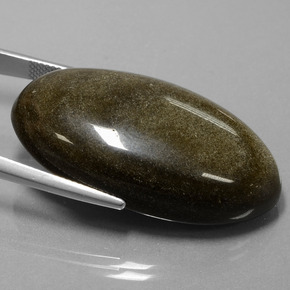 52.66カラットの天然ゴールドの輝き黒曜石、オーバルカット、オペーク