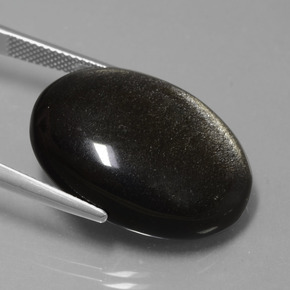 25.73カラットの天然ゴールドシーンオブシディアン（25.9×18.7 mm・オーバルカット）
