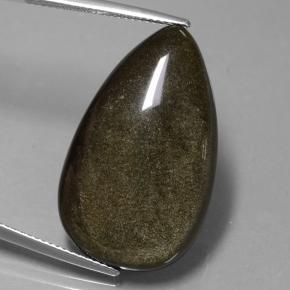 21.67カラットの天然ブラックゴールドシーンオブシディアン（29.4×17.7 mm・洋梨の形）
