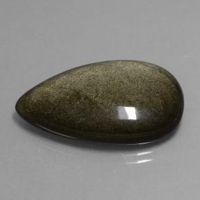 21.67カラットの天然ブラックゴールドシーンオブシディアン（29.4×17.7 mm・洋梨の形）