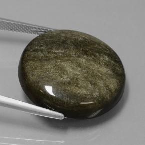 24.98カラットの天然薄い黒がかった茶色黒曜石、ラウンドカット、オペーク