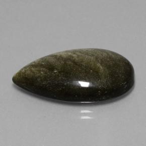 18.42カラットの天然ブラックゴールドシーンオブシディアン（28.4×16.3 mm・洋梨の形）