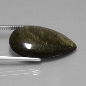 18.42カラットの天然ブラックゴールドシーンオブシディアン（28.4×16.3 mm・洋梨の形）