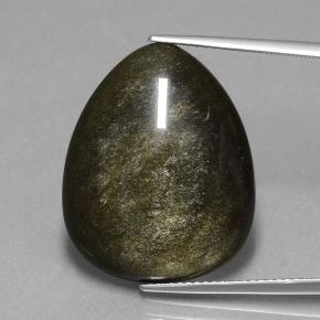 15.72カラットの天然ブラックゴールドシーンオブシディアン（24×19.3 mm・洋梨の形）